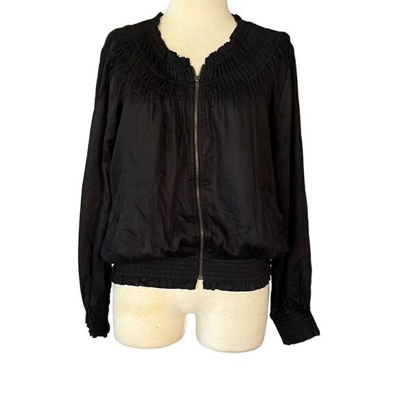 Lovestitch Briar Satin Embroidered Black Bomber Jacket Women’s Medium - Picture 2 of 10